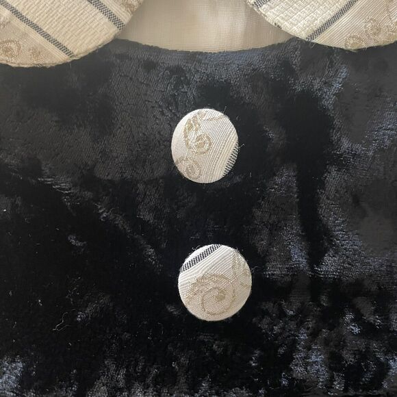 Donna Capozzi Kids 3T Dress Beige Woven Collared Baby Doll Dress Velvet Pinafore - Picture 14 of 14